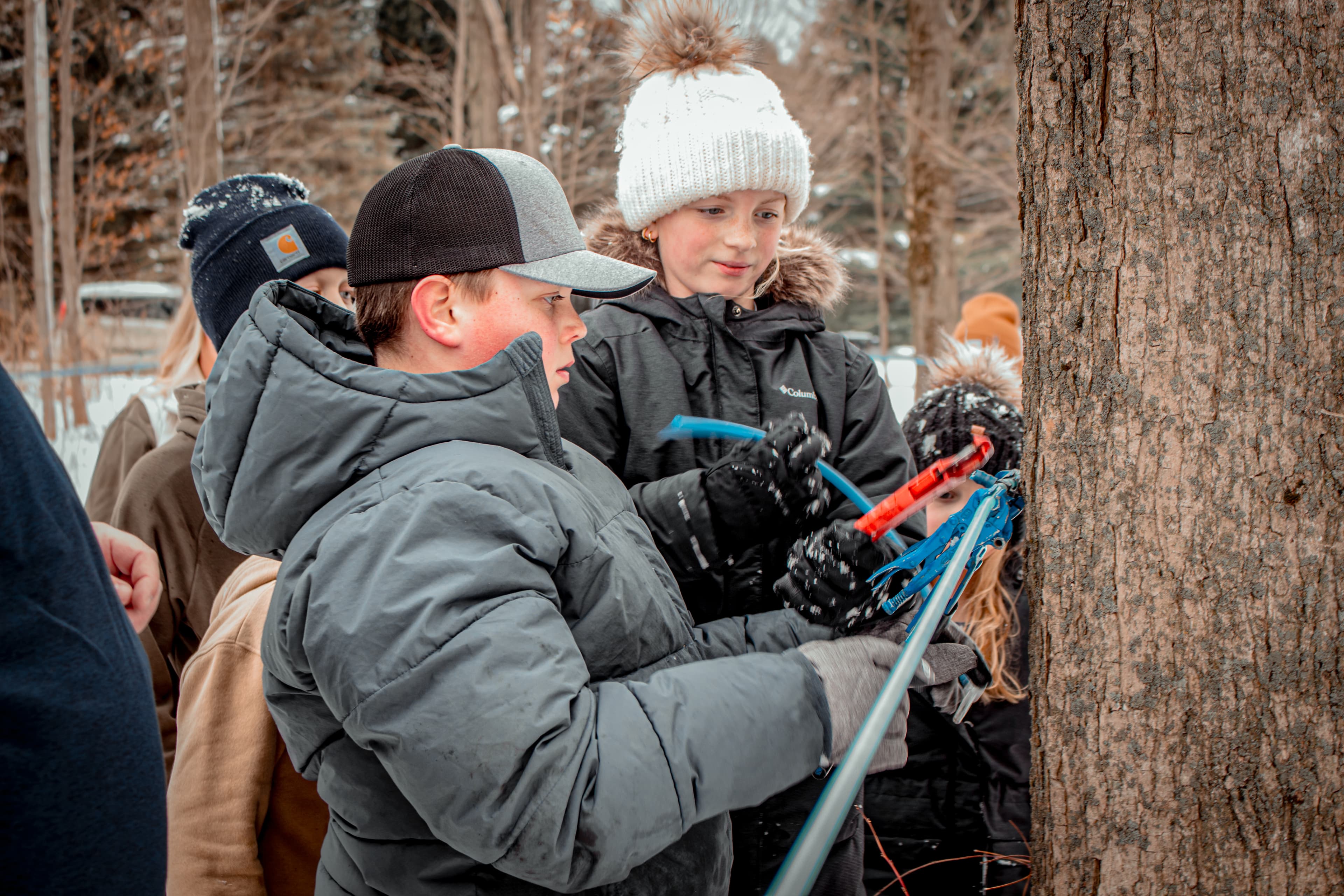 Kids cutting the lines.